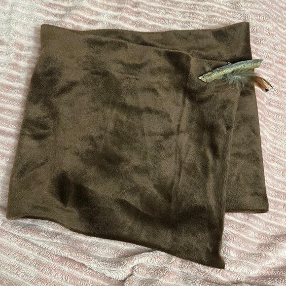 Custom Faux Fur Costume Sarong with Wood/Feather Accent - Picture 1 of 2